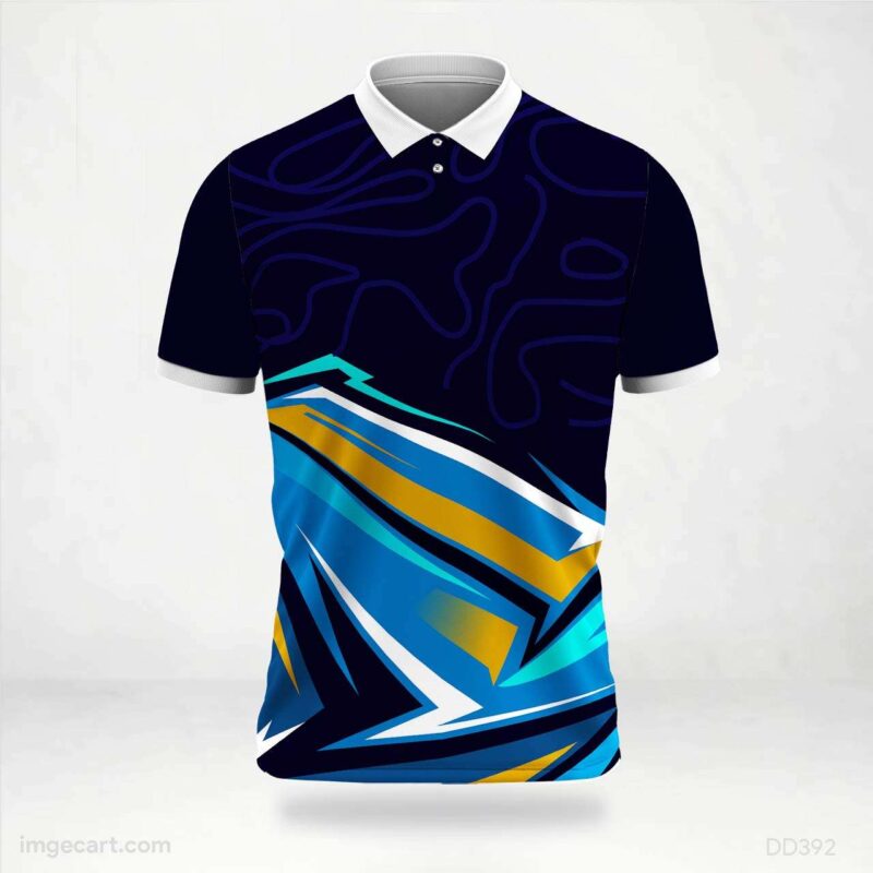 Blue and Black Abstract Cricket Jersey
