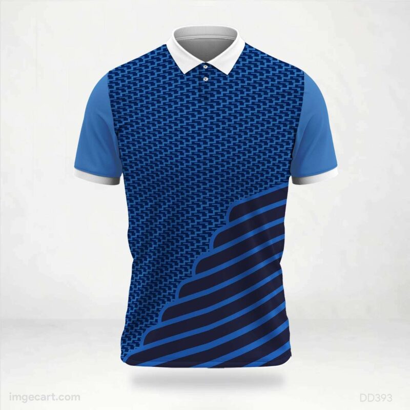 Blue Geometric Pattern Cricket Jersey