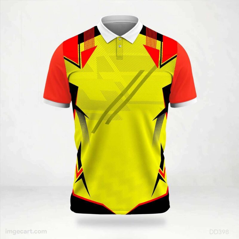 Yellow Red and Black Cricket Jersey