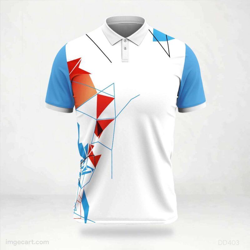 White with Blue Red Orange Abstract Jersey