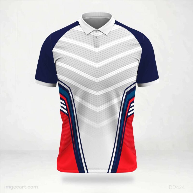 White and Red Panel Jersey Design