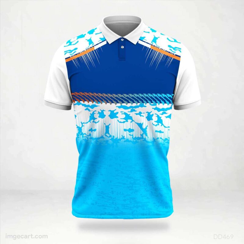 Blue and White Abstract Graphic Jersey Design