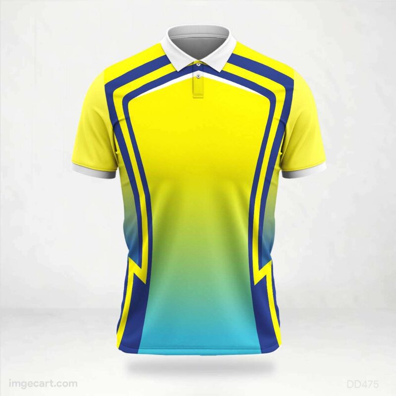 Yellow and Blue Gradient Racing Stripe Jersey Design