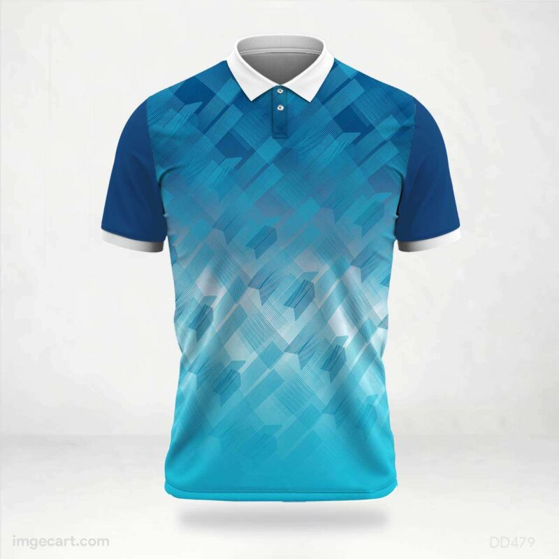 Blue Gradient Geometric Jersey Design