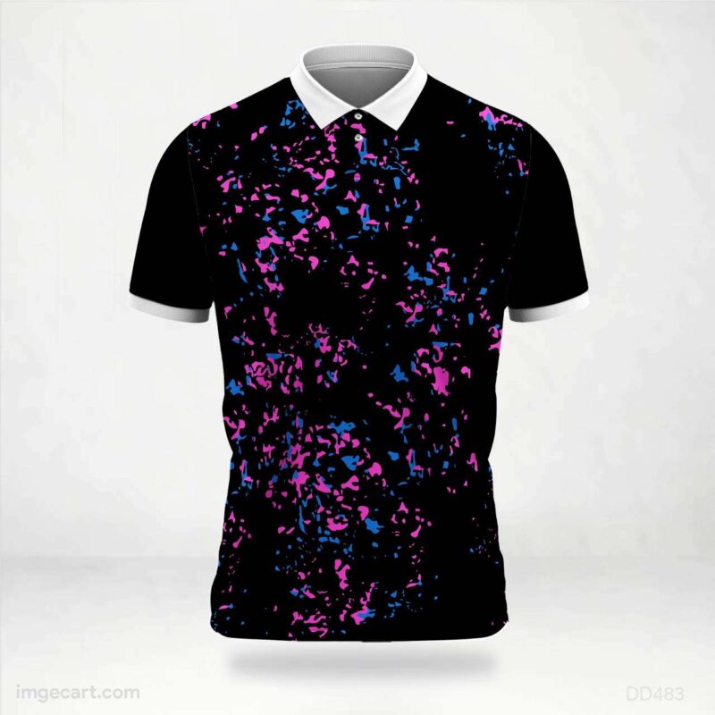 Black with Pink and Blue Splatter Jersey Design