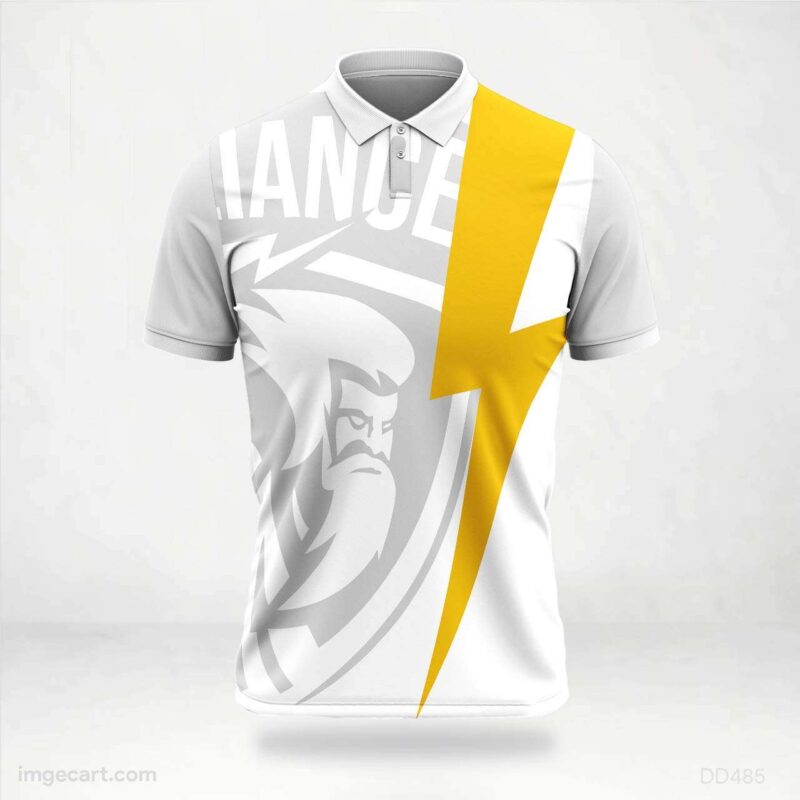 White and Yellow Lightning Graphic Jersey Design