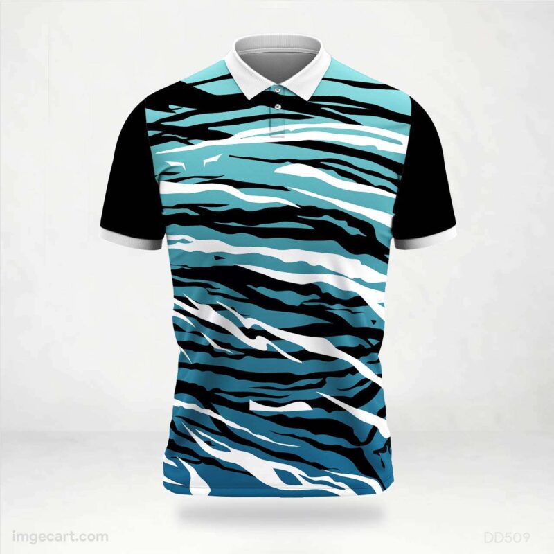 Teal Black and White Waves Jersey Design