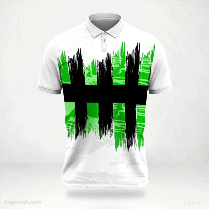Green and Black Brush Strokes Jersey Design