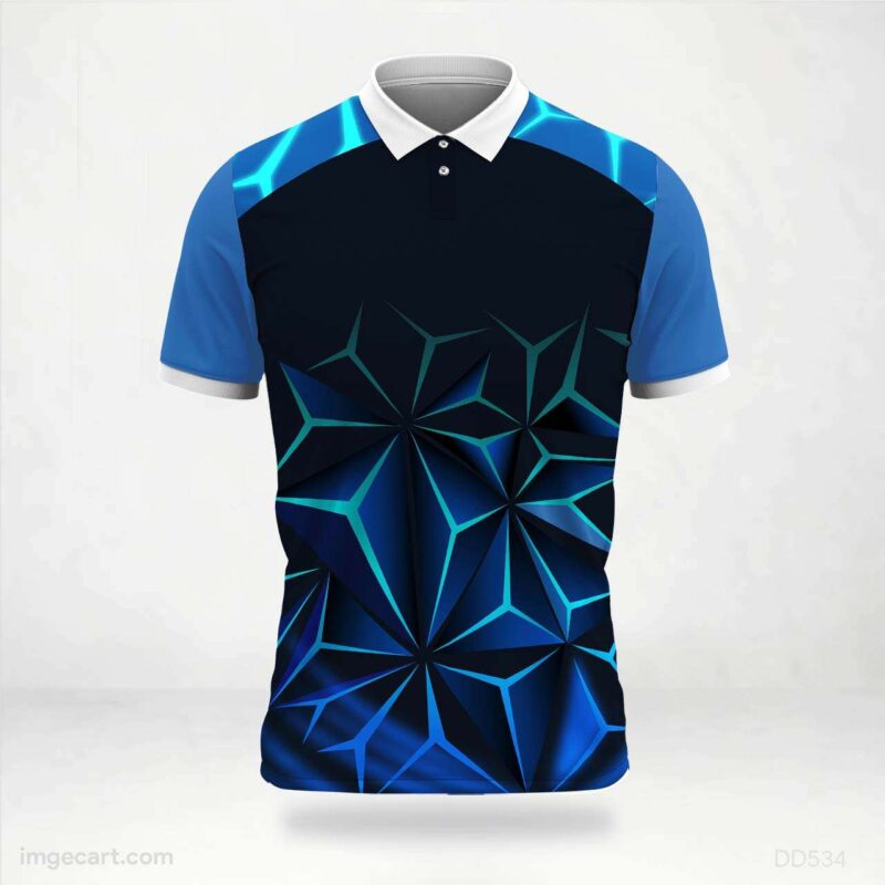 Blue and Teal Geometric Jersey Design