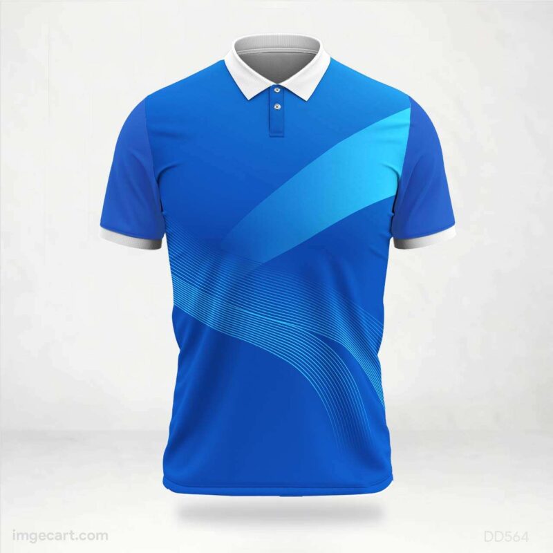 White and Teal Triangle Gradient Jersey Design