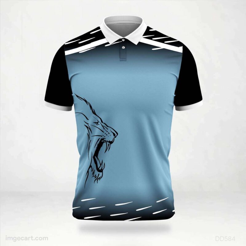 Blue and Black Lion Jersey Design