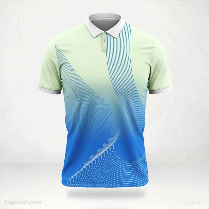 Light Green and Blue Curve Line Jersey Design