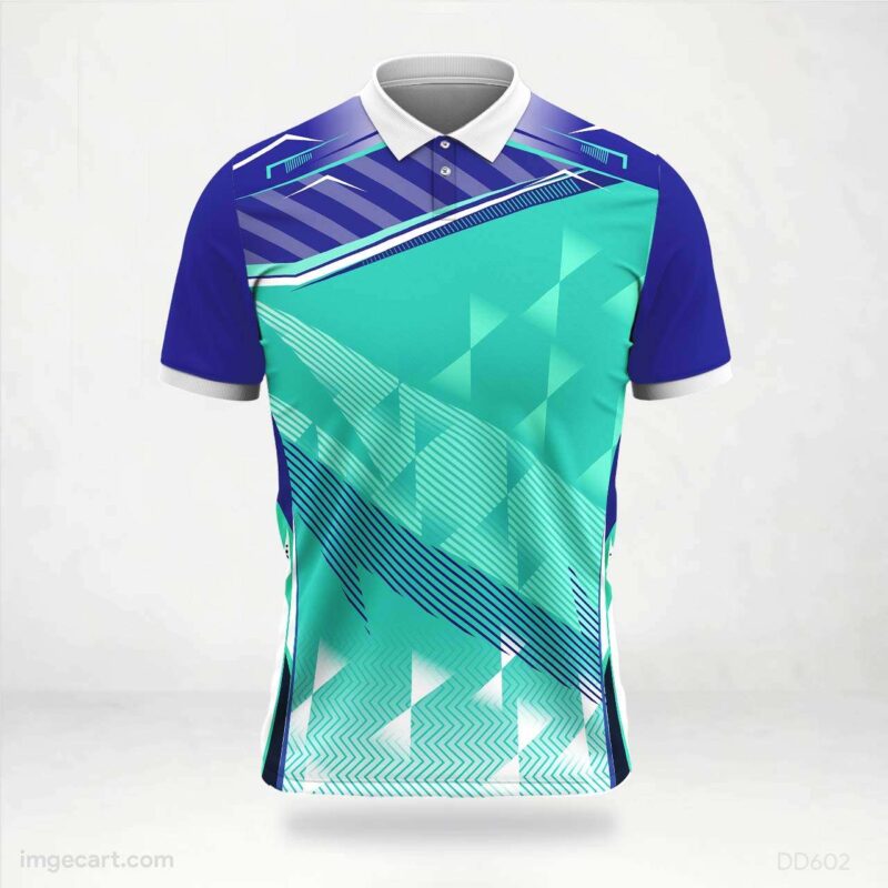 Blue and Teal Geometric Jersey Design