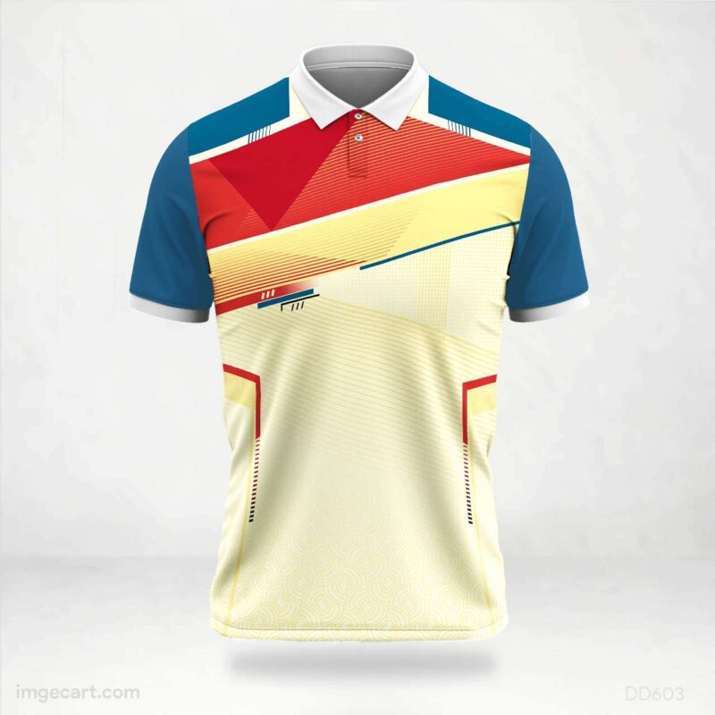 Blue, Red, and Yellow Graphic Jersey Design