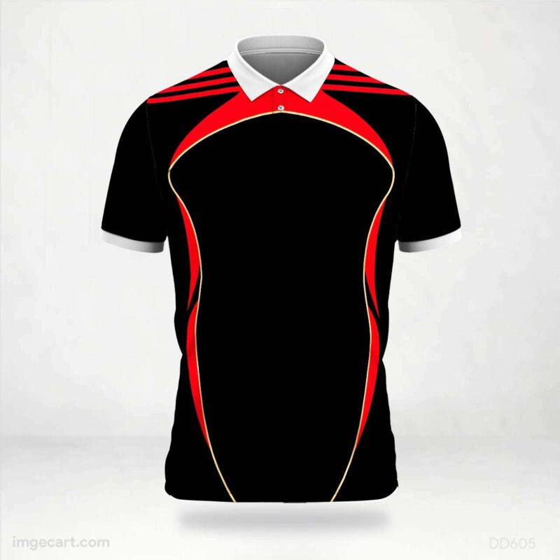 Black and Red Curved Design Jersey