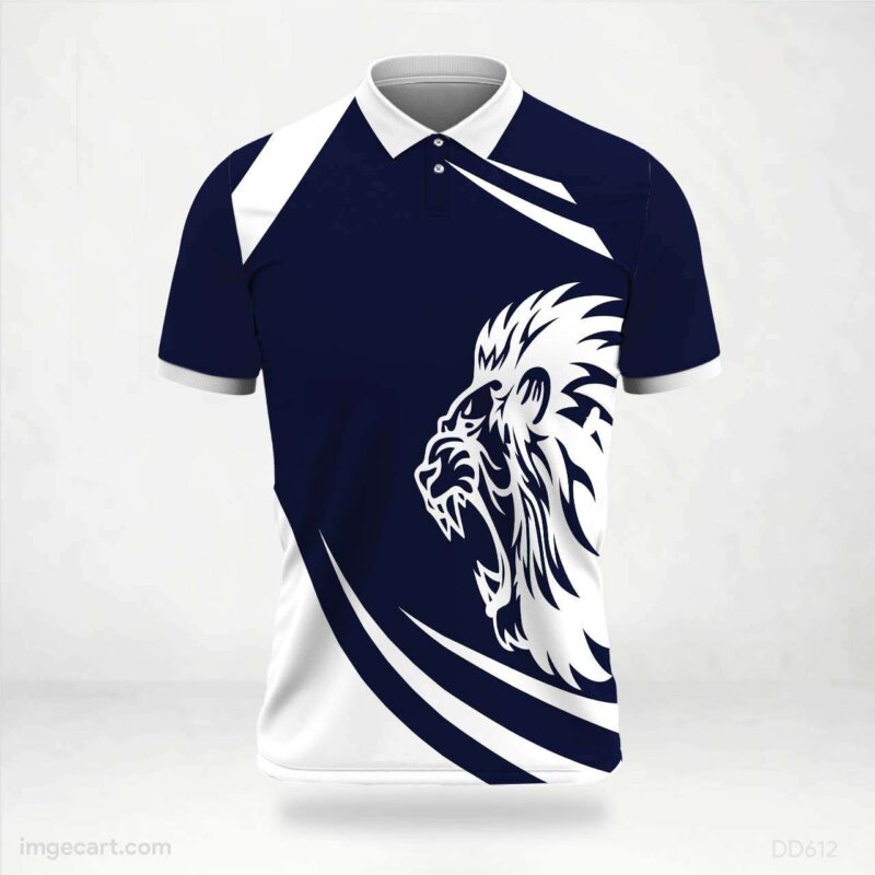 Navy and White Lion Graphic Jersey Design