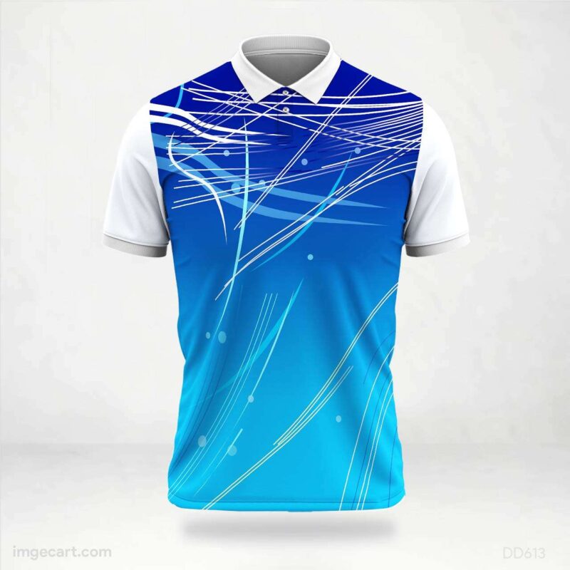 Blue and White Line Graphic Jersey Design