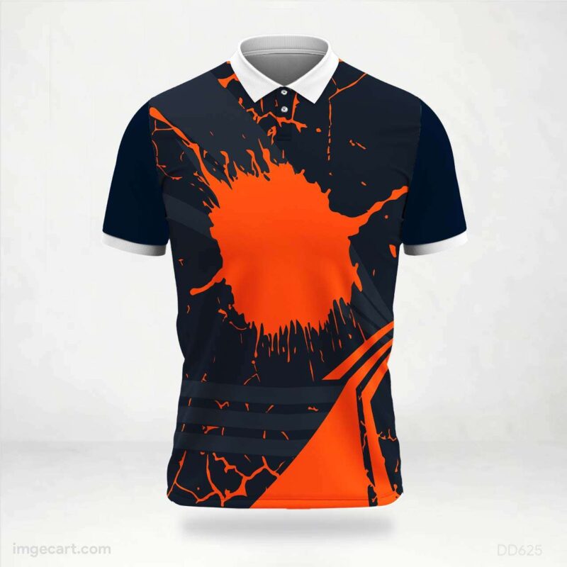 Navy and Orange Splatter Jersey design