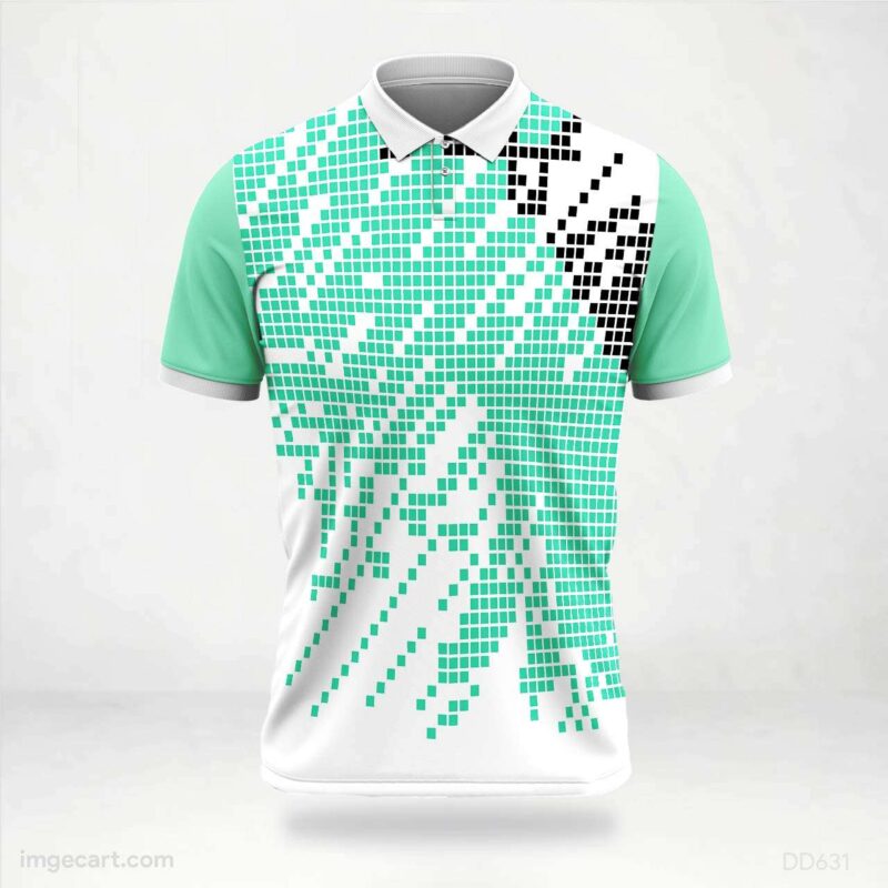Teal and White Pixel Jersey design