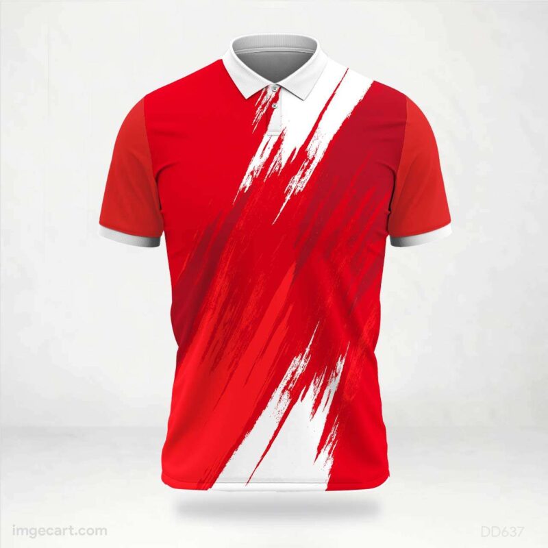Red and White Brushstroke Jersey design