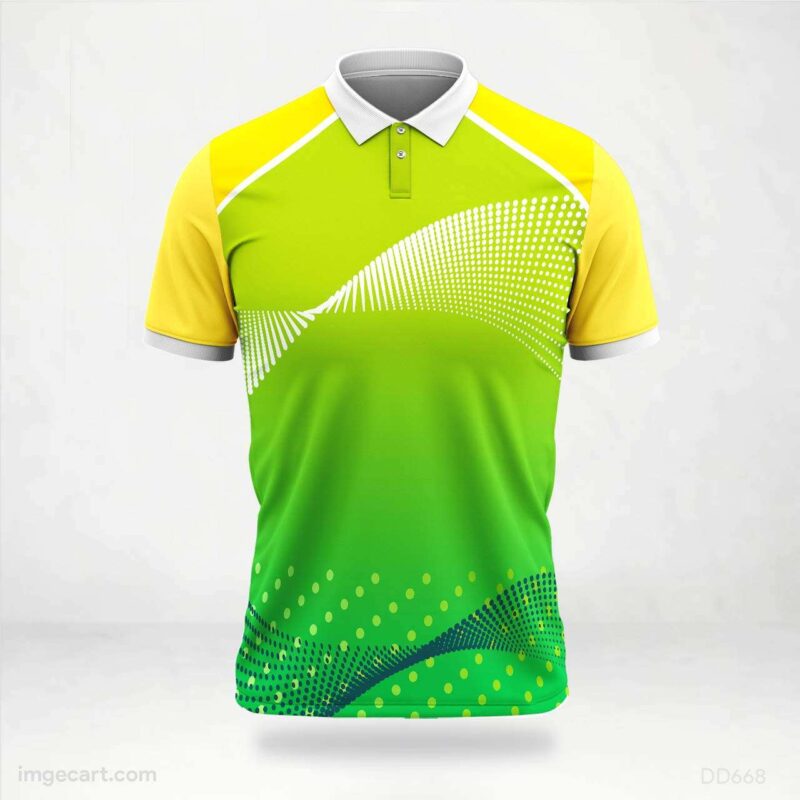 Green and Yellow Wave Dot Jersey design