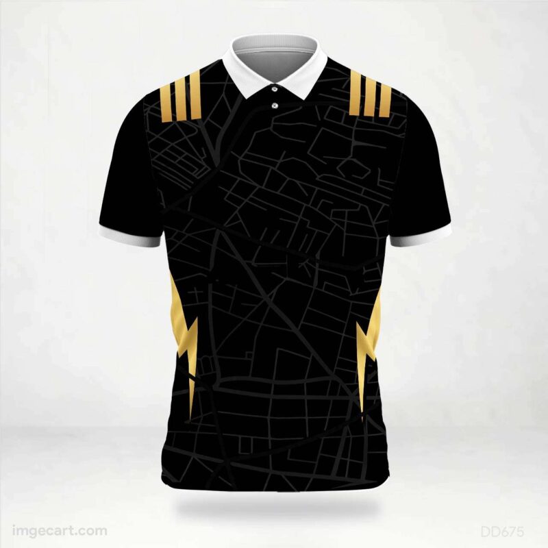 Black and Gold Lightning Map Jersey design