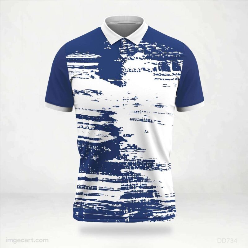 Blue and White Brush Strokes Jersey Design