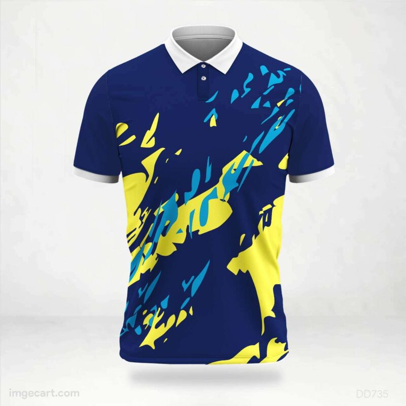 Blue, Yellow, and Cyan Abstract Jersey Design