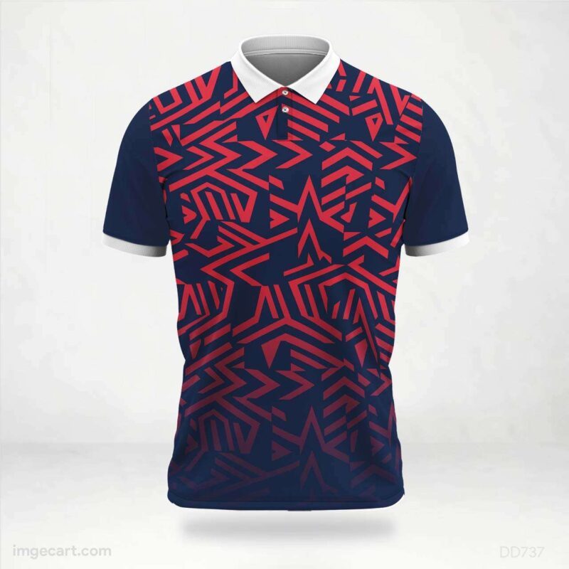 Red and Blue Geometric Jersey Design