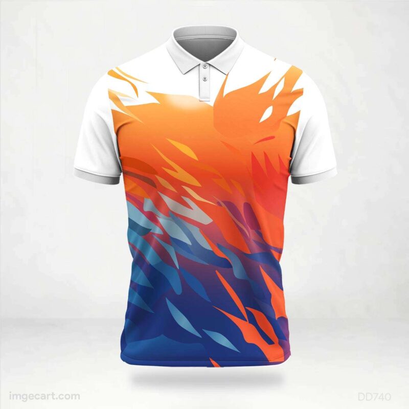 Orange and Blue Abstract Flames Jersey Design