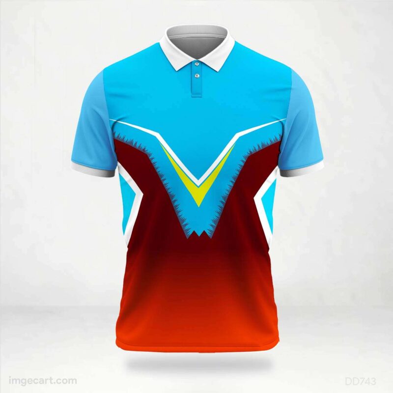 Blue, Red, and Yellow Geometric Jersey Design