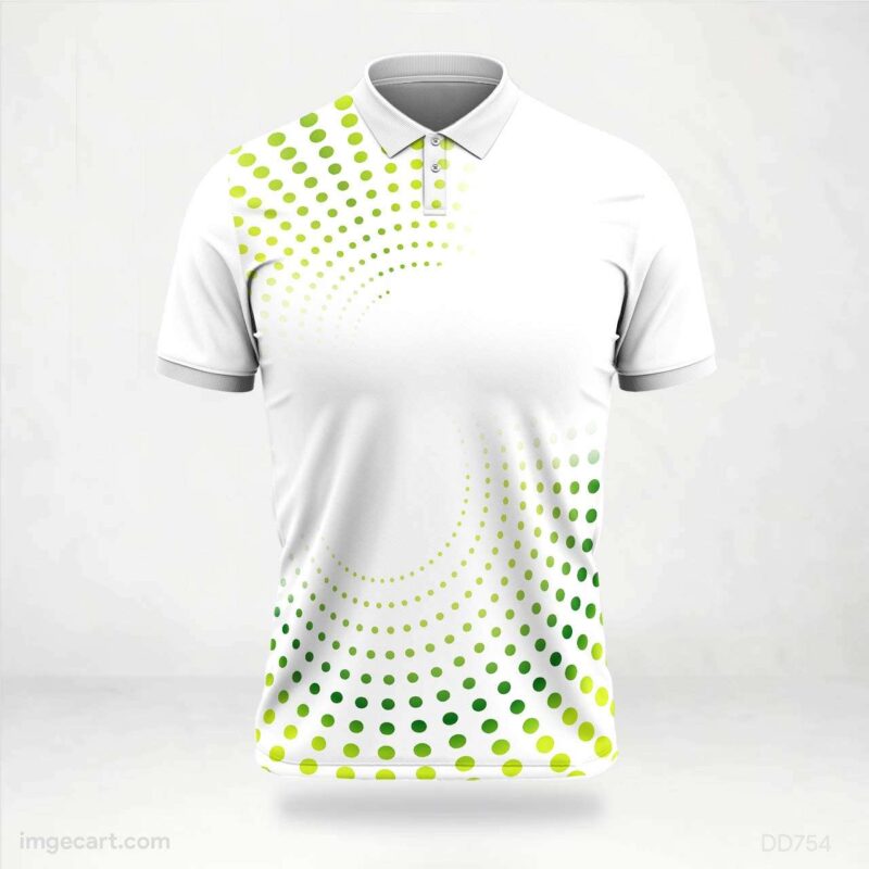 White and Green Dots Jersey Design