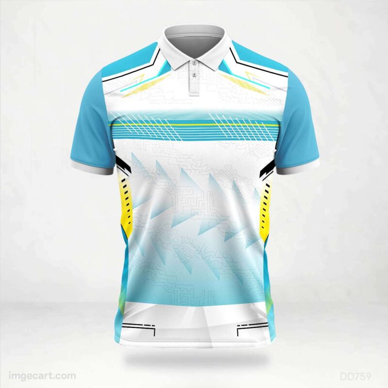 Blue, White, and Yellow Modern Jersey Design