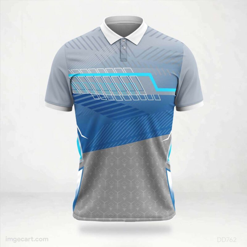 Grey and Blue Geometric Jersey Design