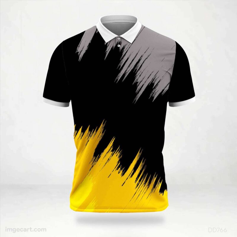 Black, Grey, and Yellow Brush Strokes Jersey Design