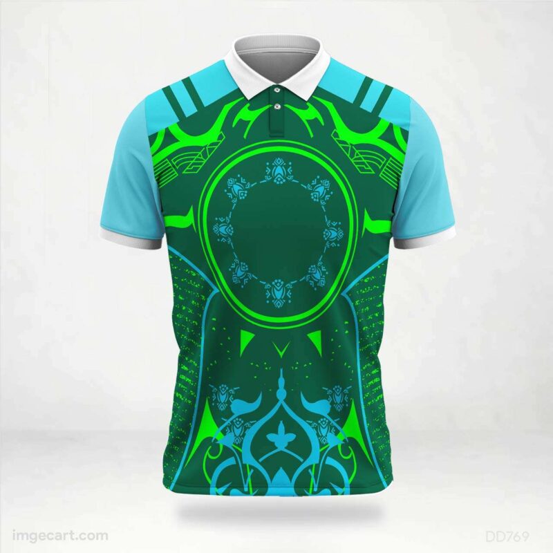 Green and Blue Ethnic Pattern Jersey Design