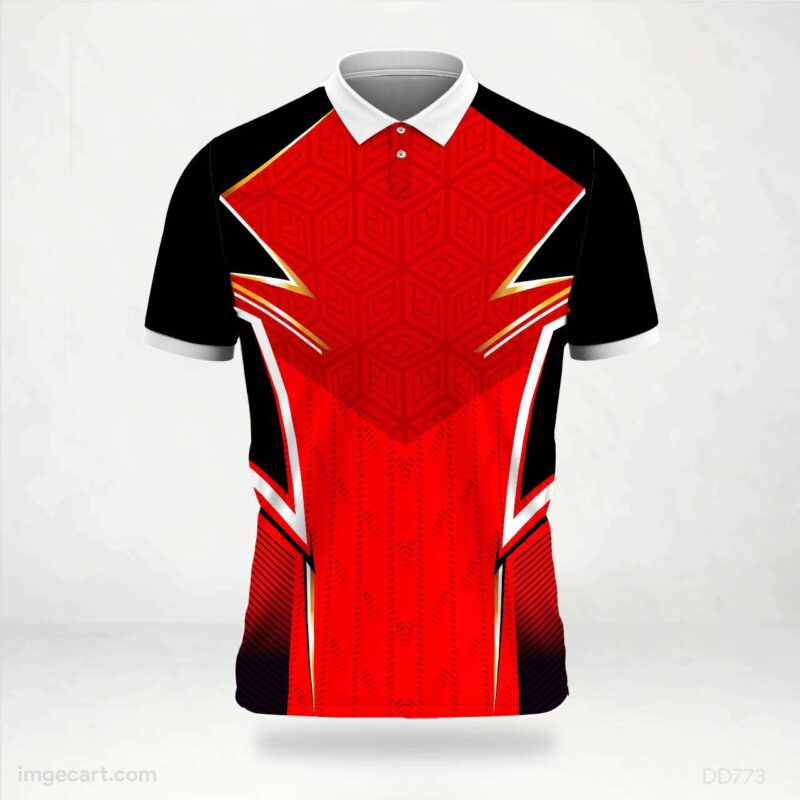 Red and Black Geometric Jersey Design