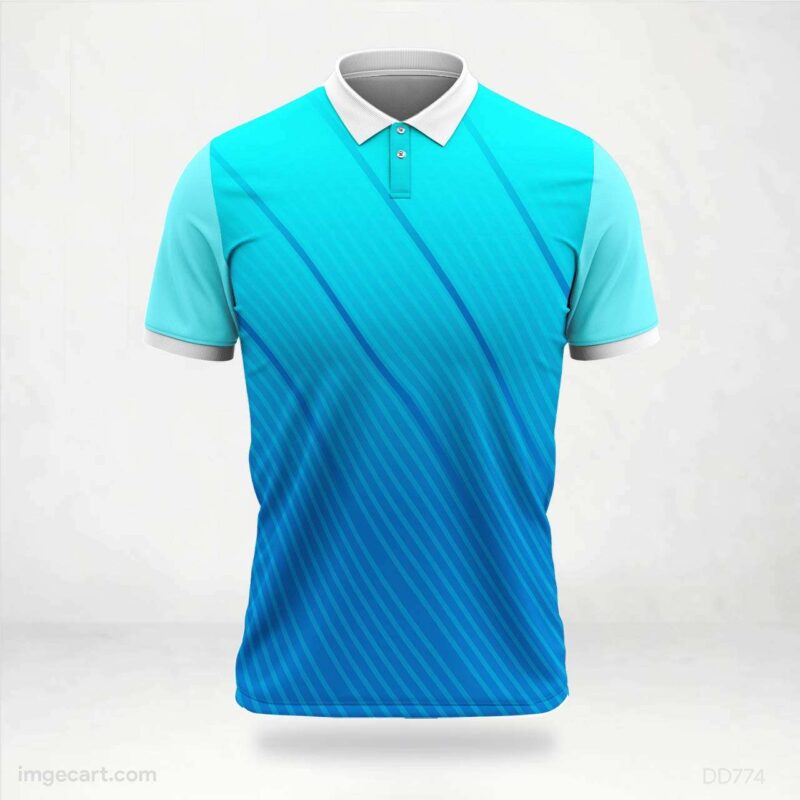 Cyan and Blue Gradient Stripes Jersey Design