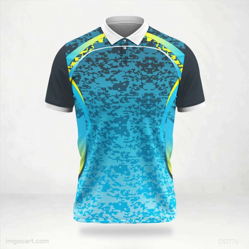 Blue and Yellow Pixelated Jersey Design