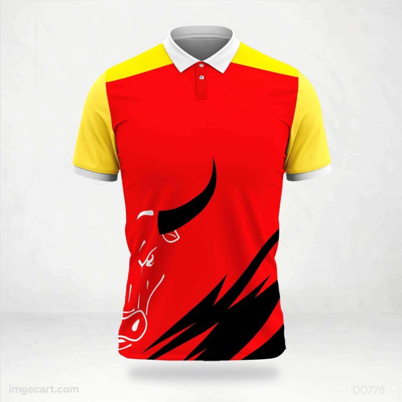 Red and Yellow Bull Graphic Jersey Design