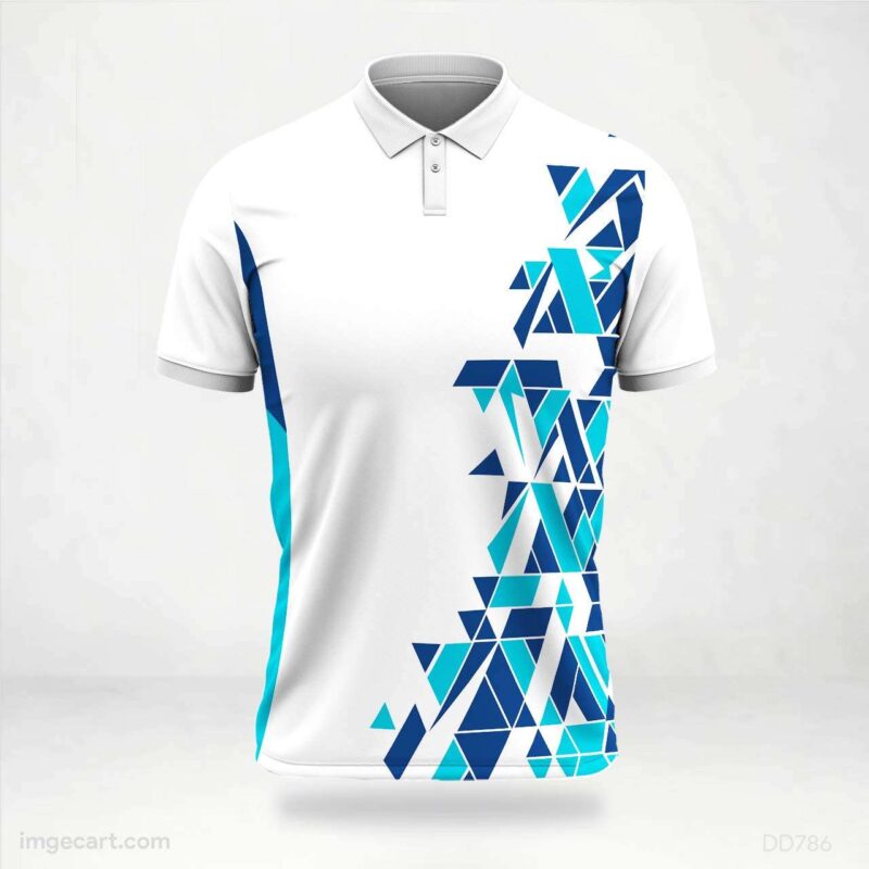 White and Blue Geometric Jersey Design