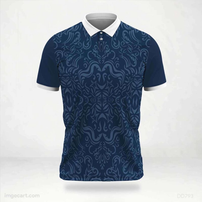 Navy Blue Damask Pattern Jersey Design