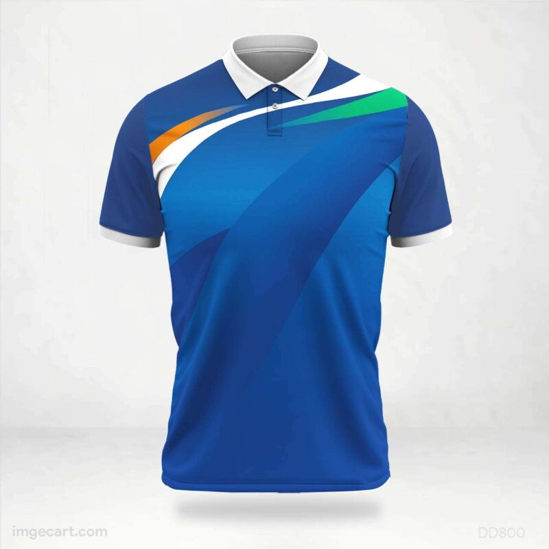 Blue Indian Jersey design, incorporating the tricolor of the Indian