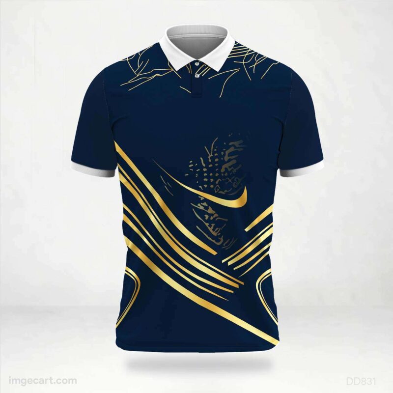 Navy and Gold Abstract Line Jersey design