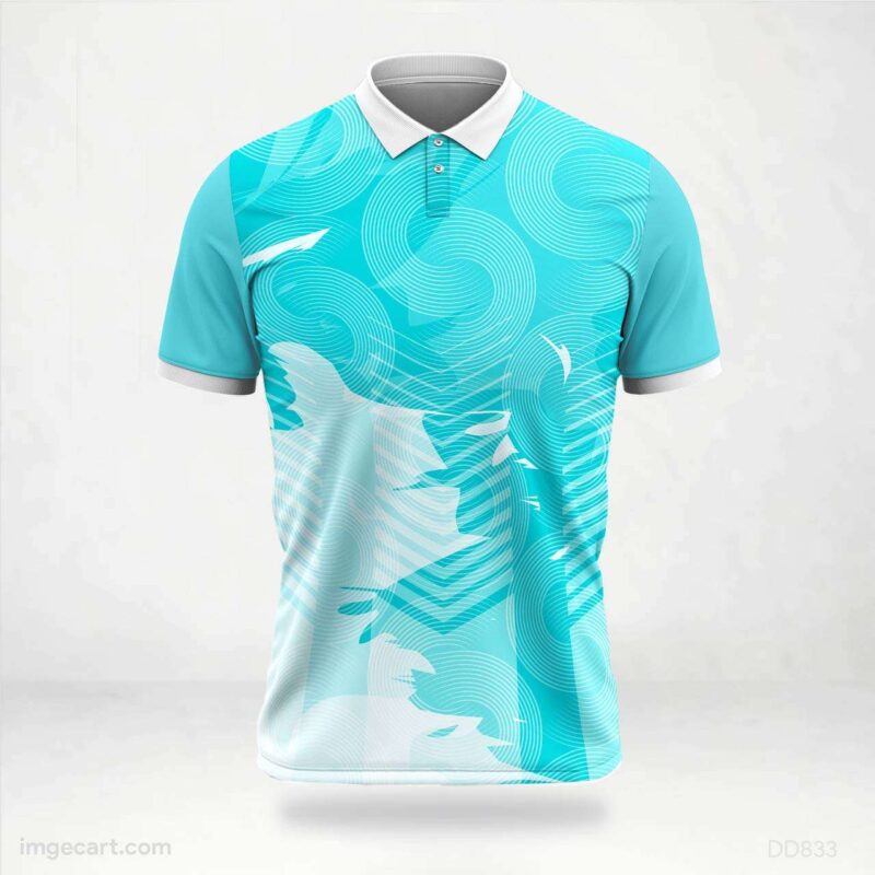 Aqua and White Swirl Jersey design