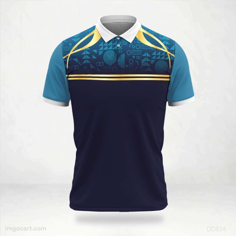 Navy and Gold Geometric Stripe Jersey design