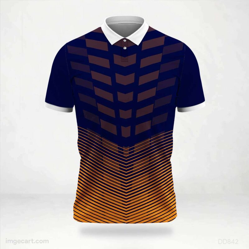 Navy and Orange Chevron Fade Jersey design