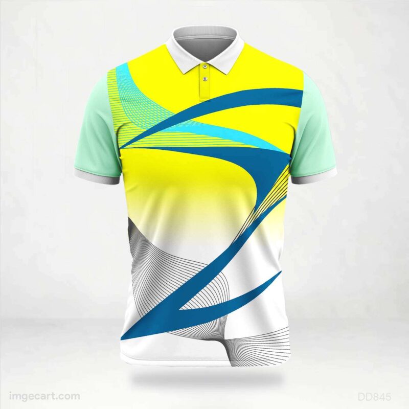 Yellow and Blue Flowing Lines Jersey design
