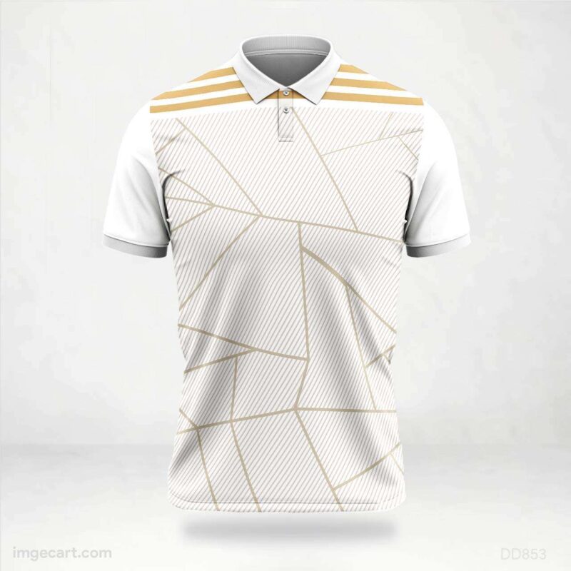 White and Gold Geometric Stripe Jersey design