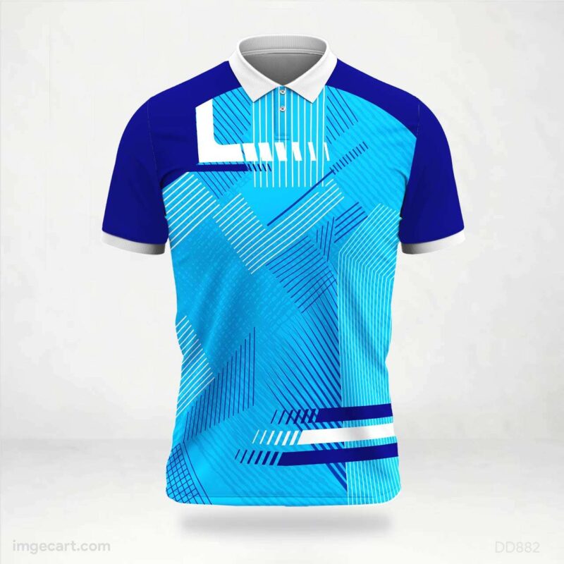 Blue White Geometric Jersey Design